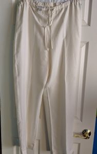 Silk cream colored pants. They are large/tall